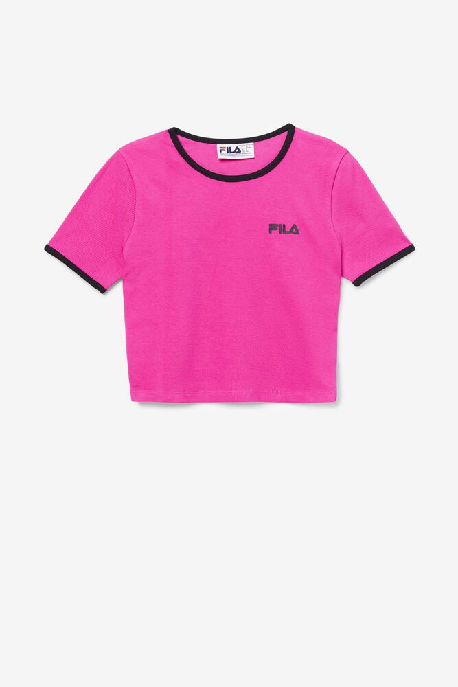 Fila Naisten Paidat Perla Crop Top Pinkki - RWMV-65394